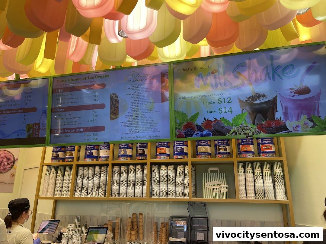 Menu page for Carnival Ice Cream Singapore - 36 Flavours, Fresh Italian Ice Cream