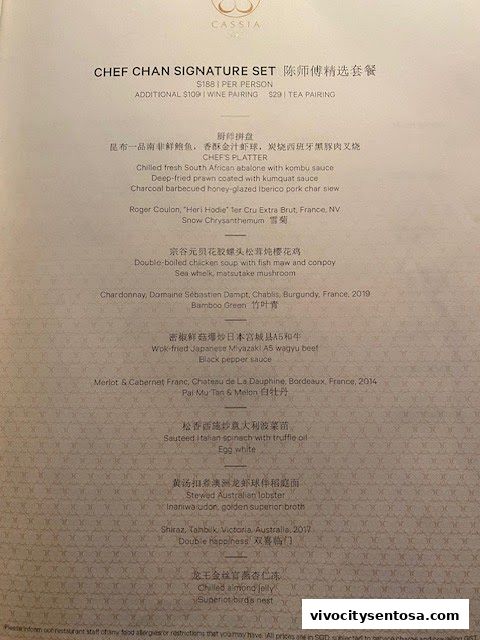Menu page for Cassia
