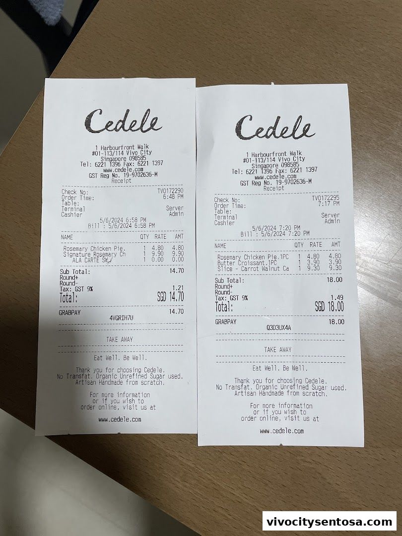 Menu page for Cedele Bakery Cafe - VivoCity