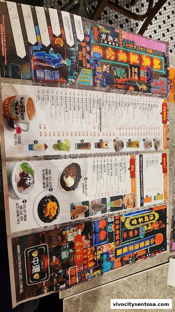 Menu page for Central Hong Kong Café