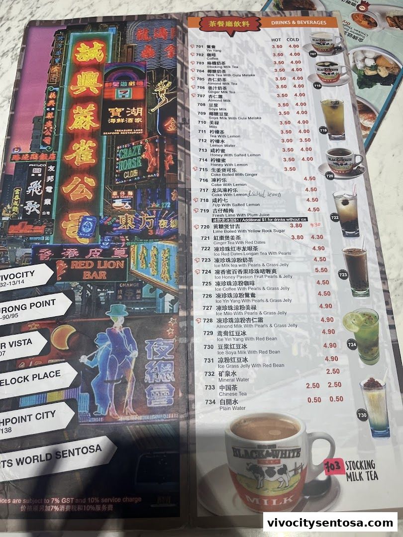 Menu page for Central Hong Kong Café