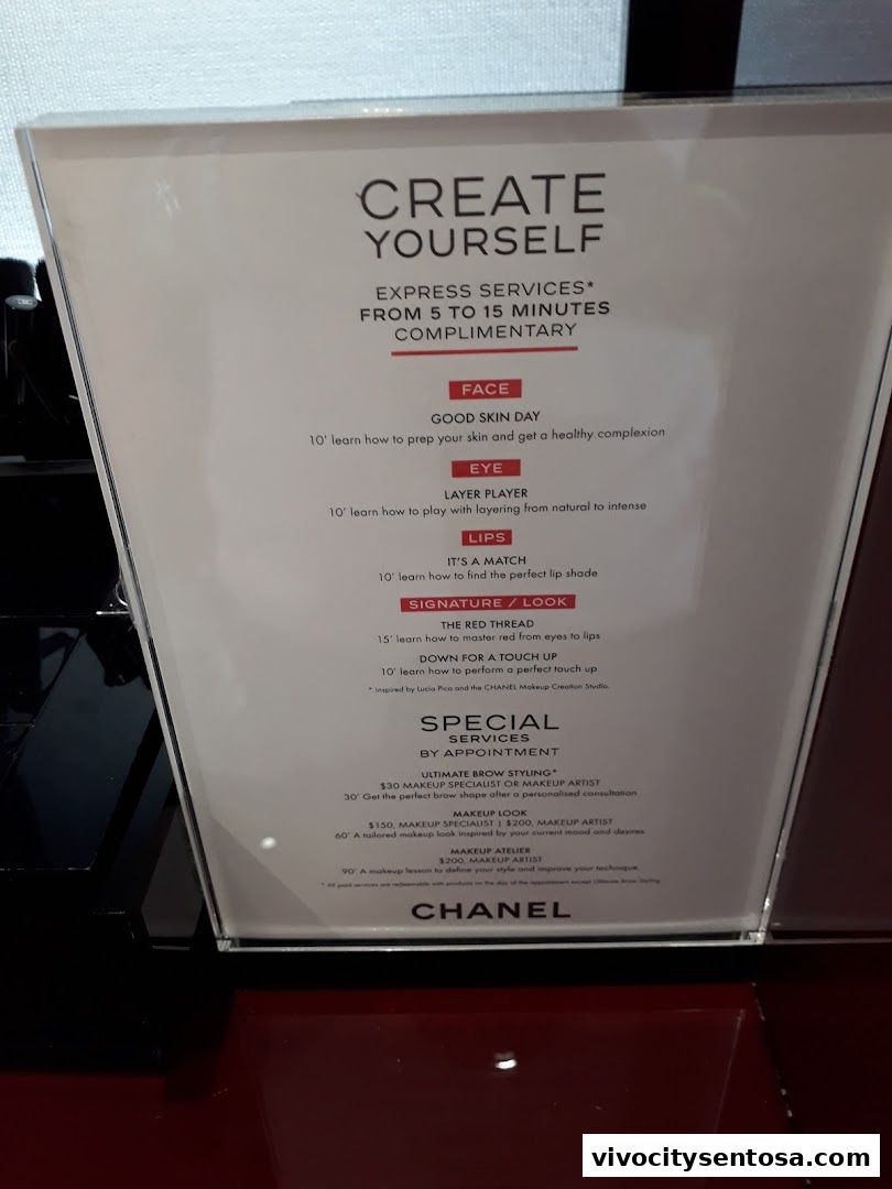 Menu page for Chanel