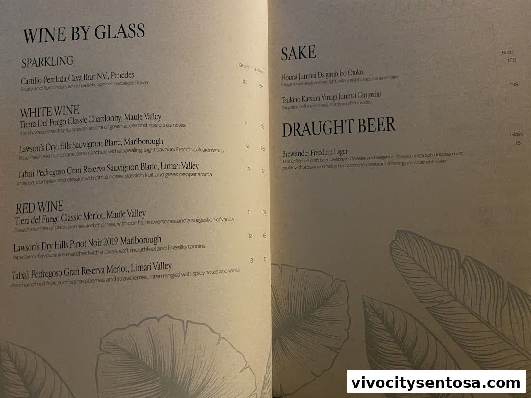 Menu page for Chatterbox Café Resorts World Sentosa