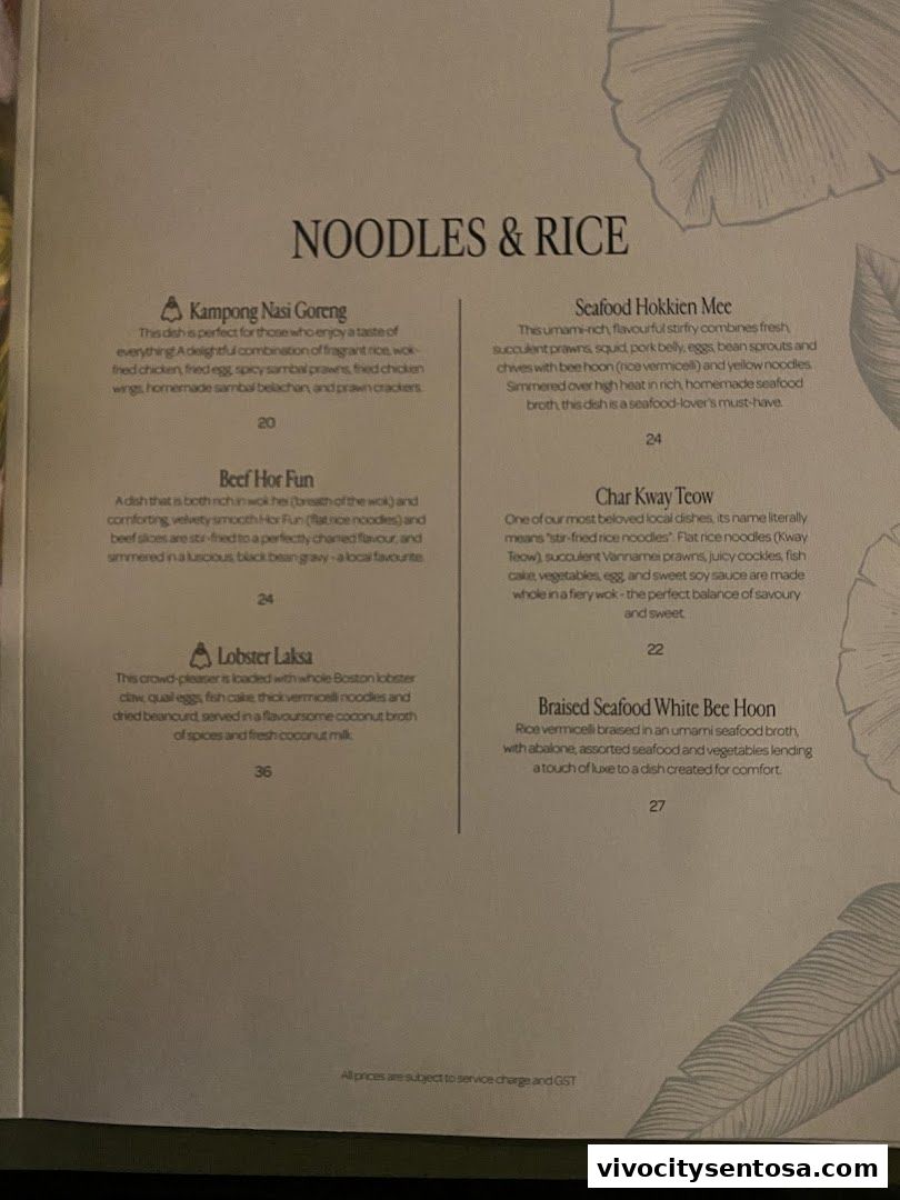 Menu page for Chatterbox Café Resorts World Sentosa