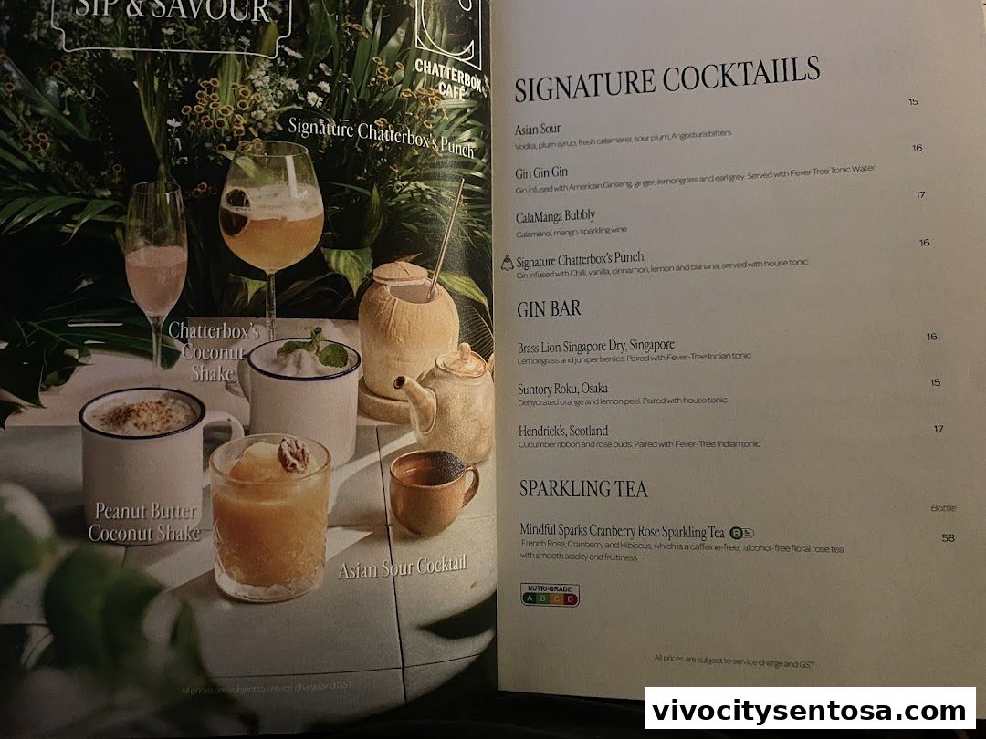 Menu page for Chatterbox Café Resorts World Sentosa