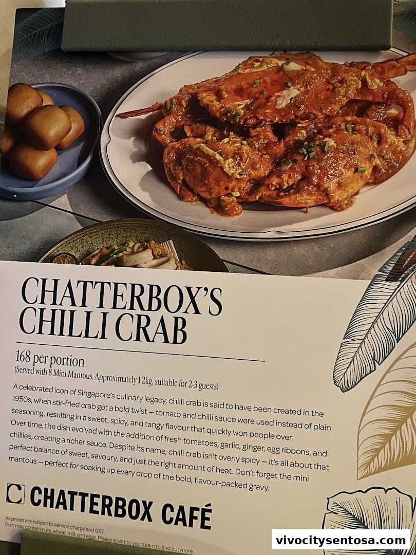 Menu page for Chatterbox Café Resorts World Sentosa