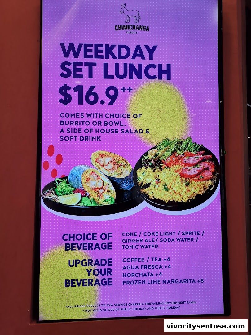 Menu page for Chimichanga VivoCity