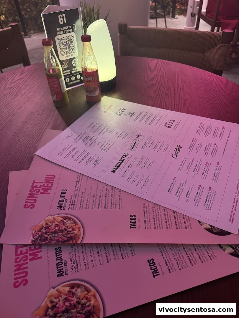 Menu page for Chimichanga VivoCity