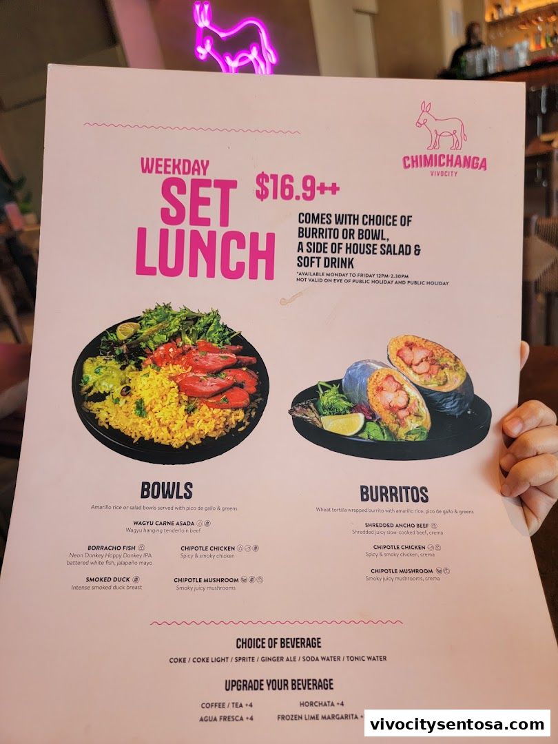 Menu page for Chimichanga VivoCity