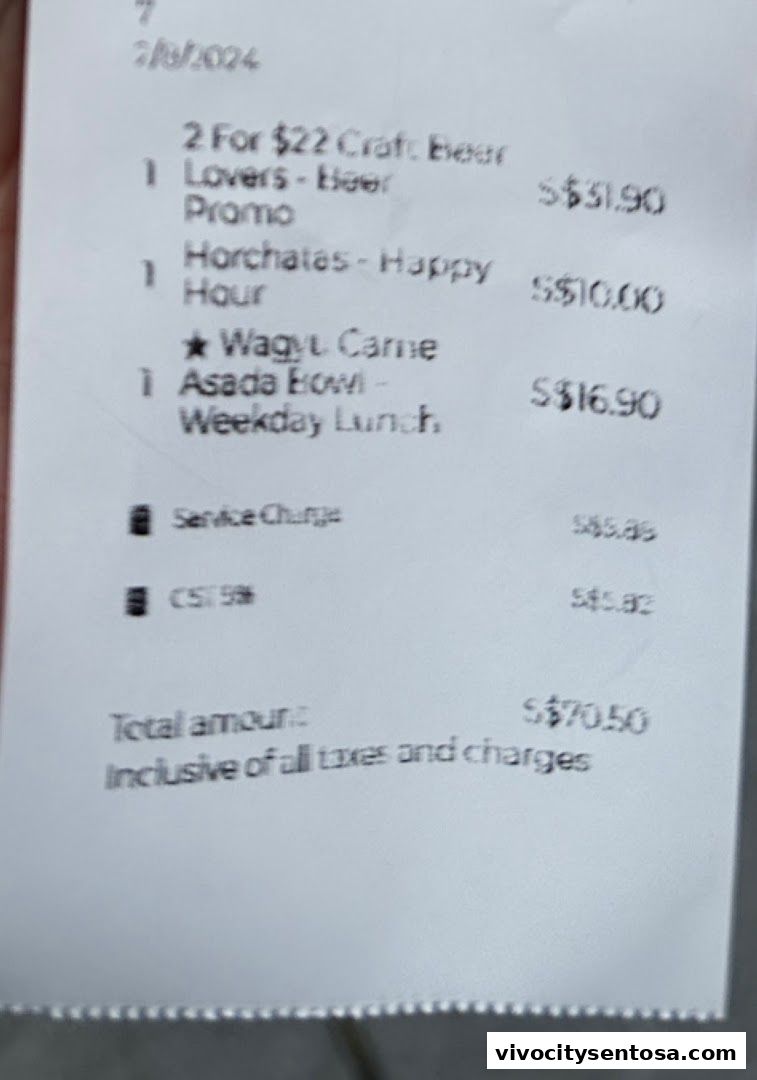 Menu page for Chimichanga VivoCity