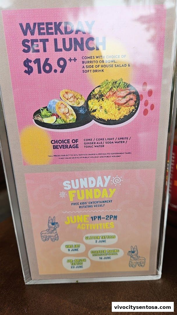 Menu page for Chimichanga VivoCity