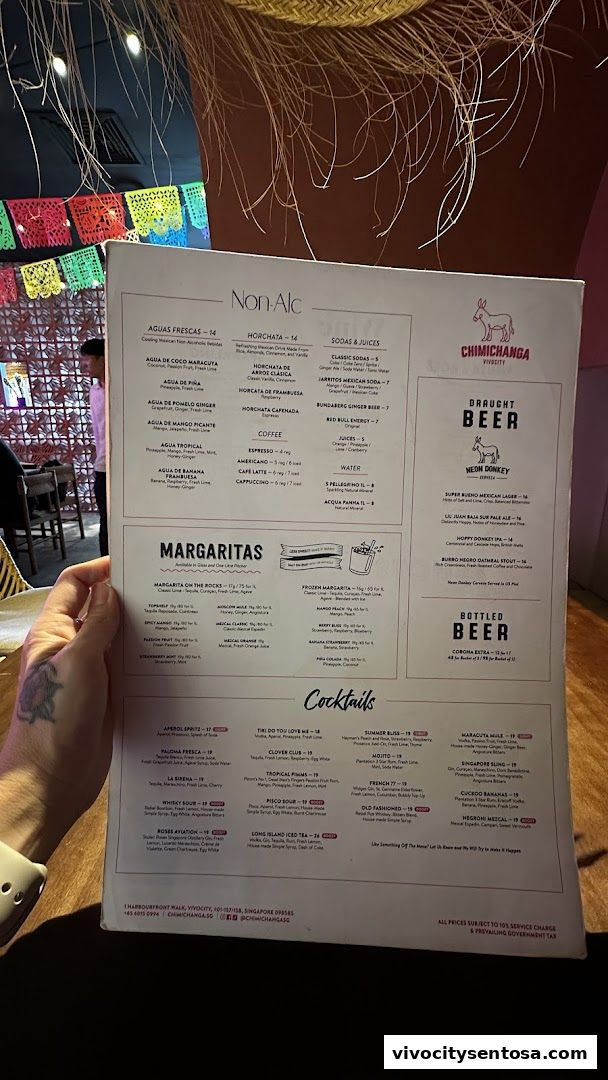 Menu page for Chimichanga VivoCity