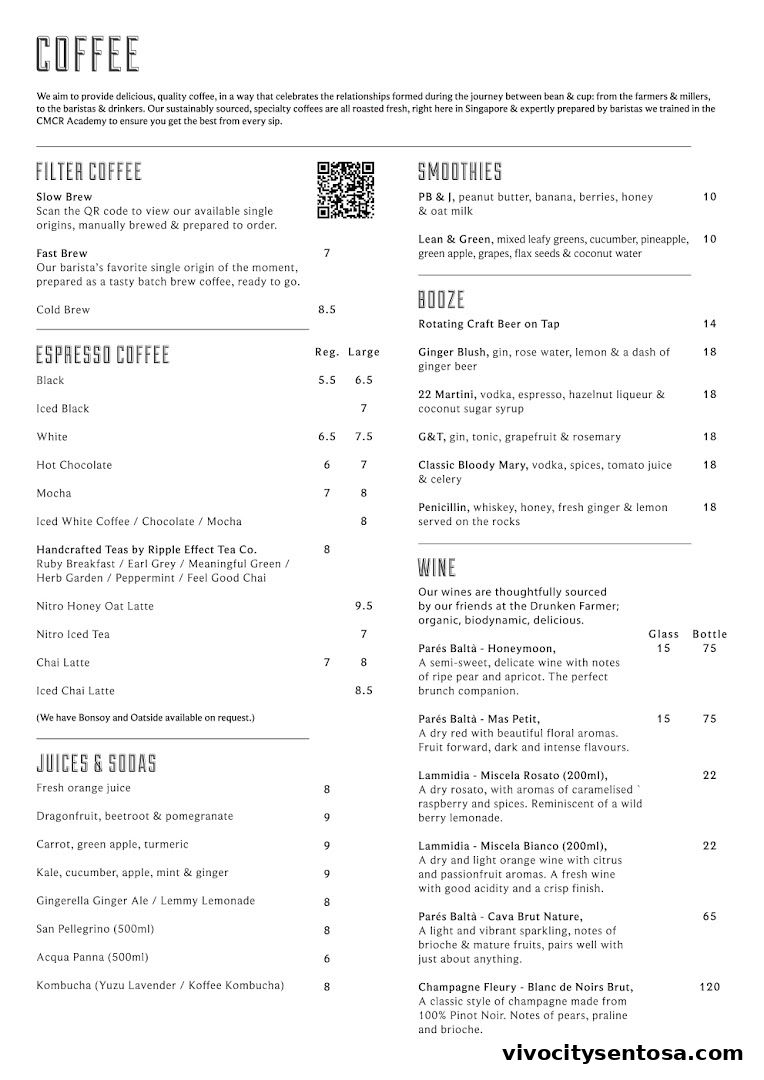 Menu page for Common Man Coffee Roasters - Quayside Isle
