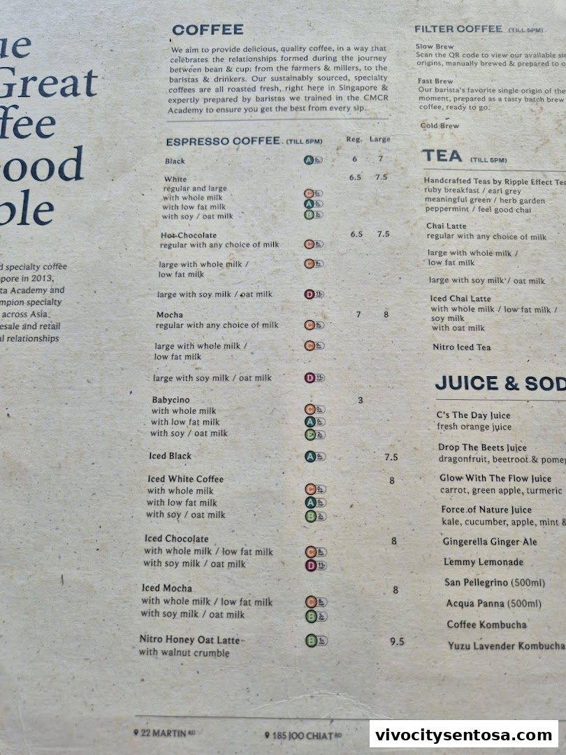 Menu page for Common Man Coffee Roasters - Quayside Isle