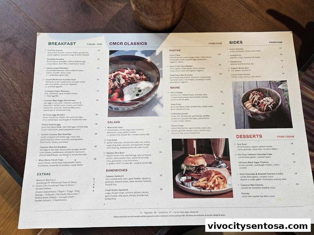 Menu page for Common Man Coffee Roasters - Quayside Isle