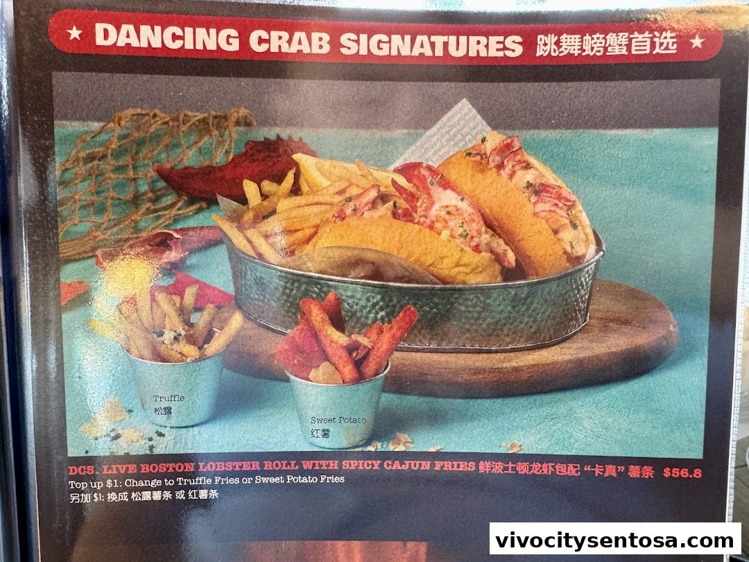 Menu page for Dancing Crab VivoCity