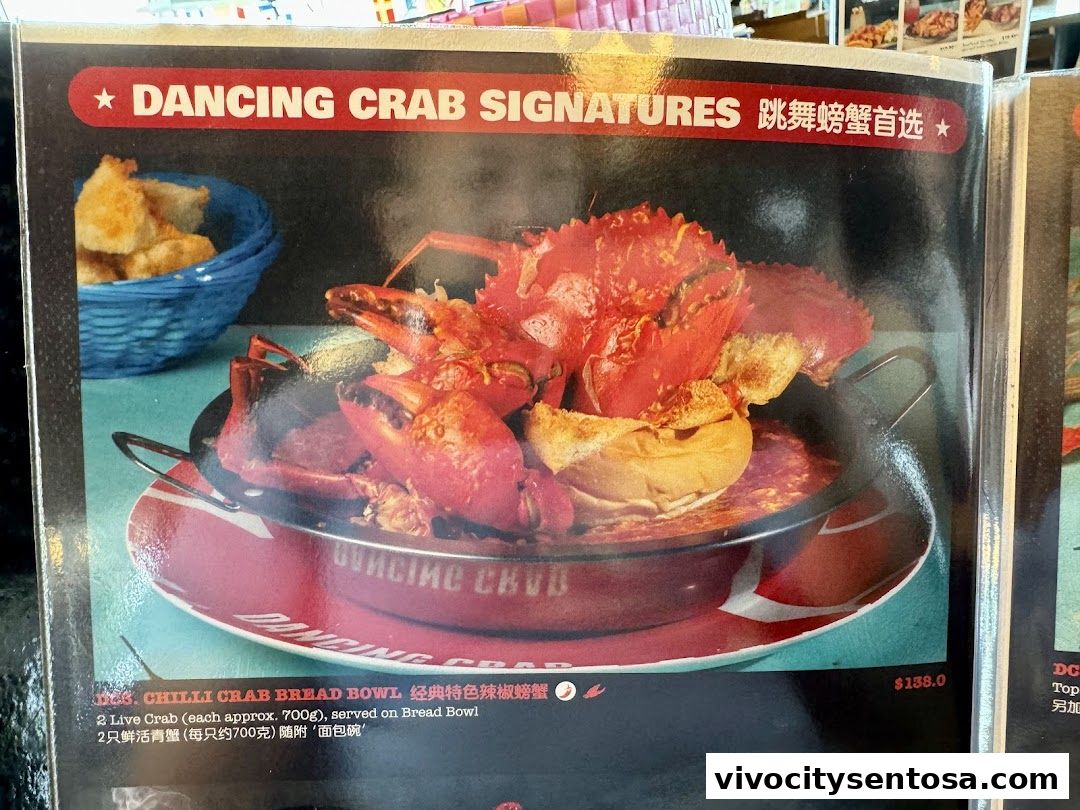 Menu page for Dancing Crab VivoCity