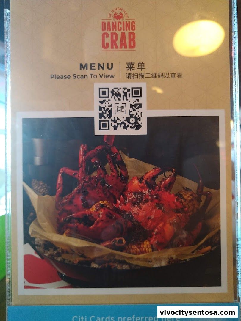 Menu page for Dancing Crab VivoCity