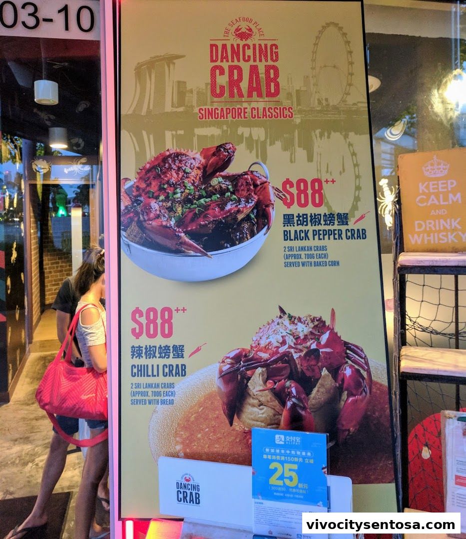 Menu page for Dancing Crab VivoCity