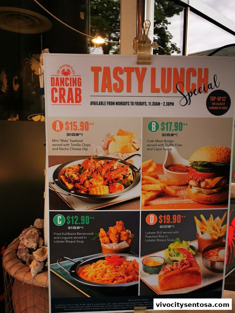 Menu page for Dancing Crab VivoCity