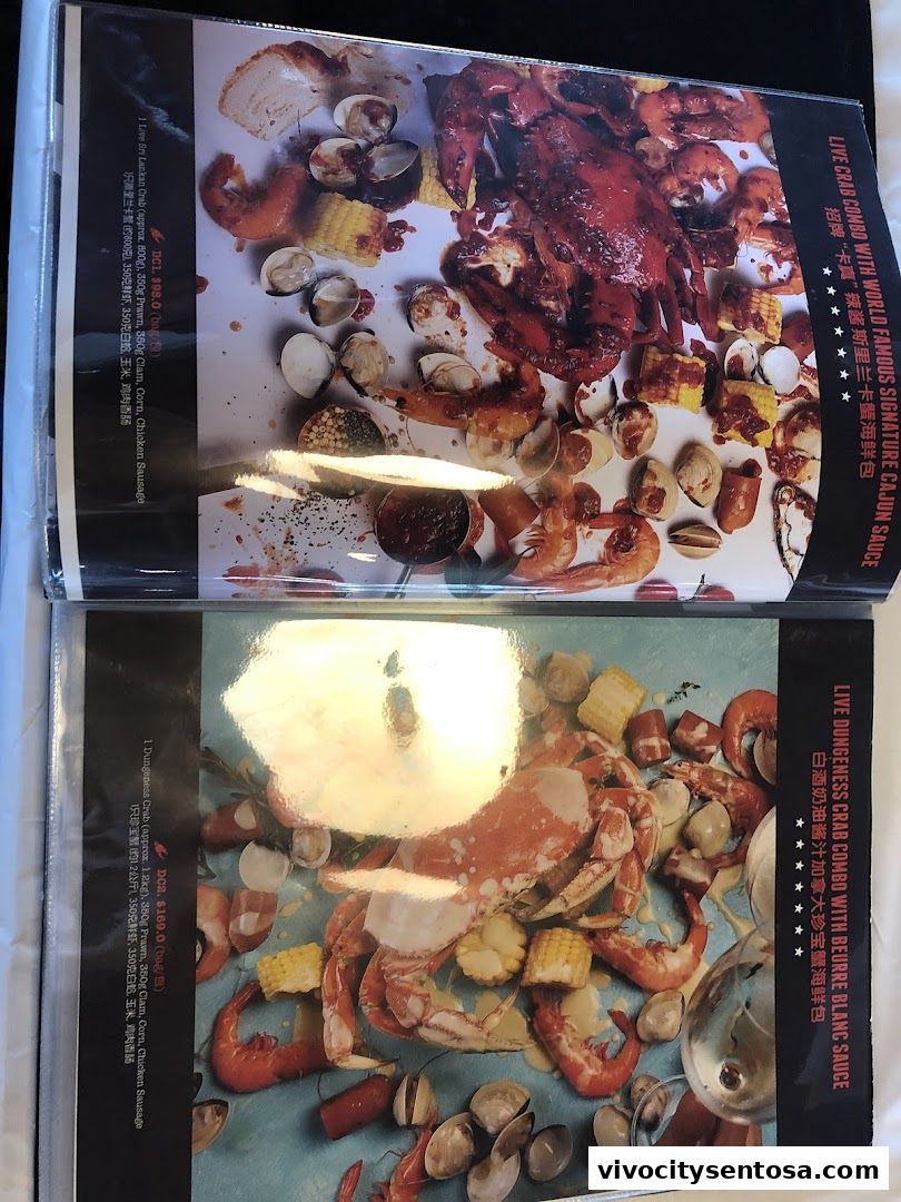 Menu page for Dancing Crab VivoCity