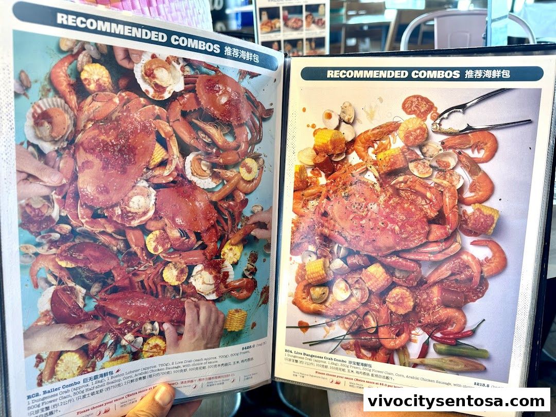 Menu page for Dancing Crab VivoCity