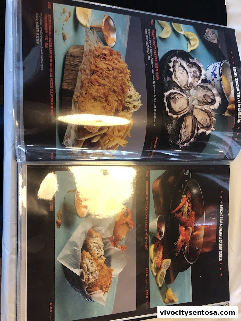 Menu page for Dancing Crab VivoCity
