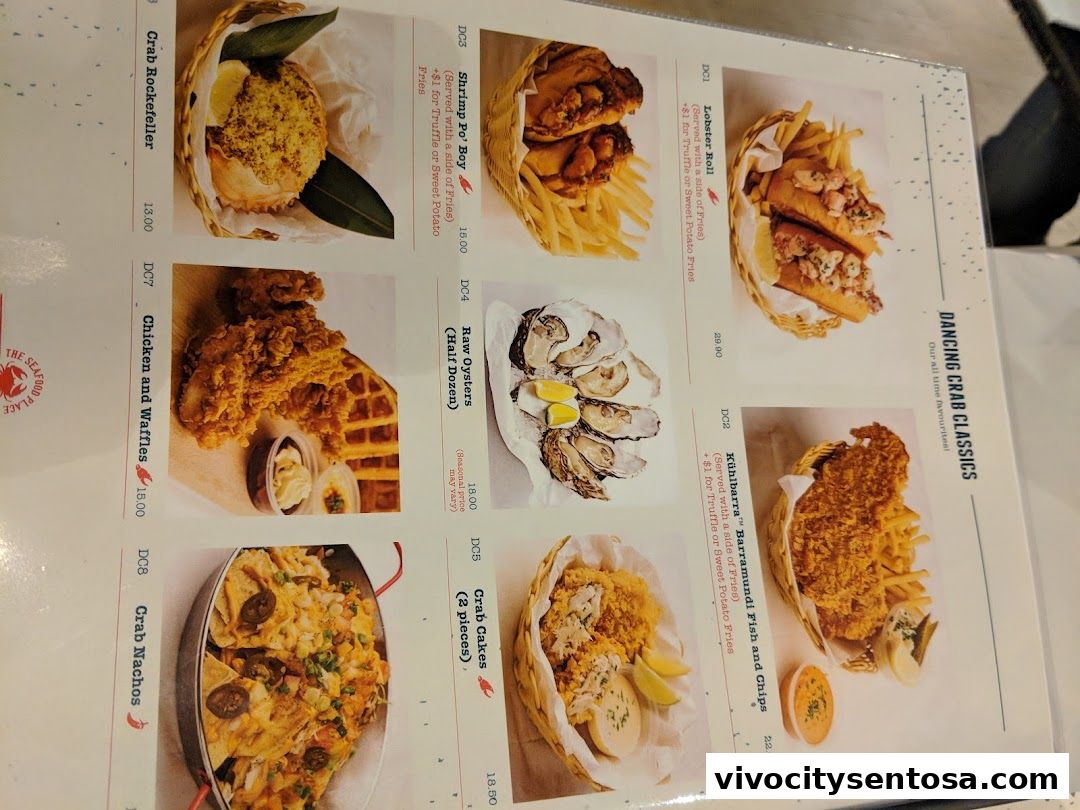 Menu page for Dancing Crab VivoCity