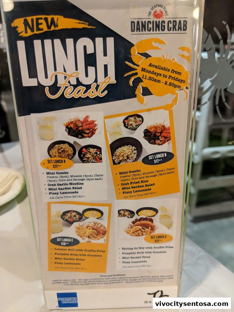 Menu page for Dancing Crab VivoCity