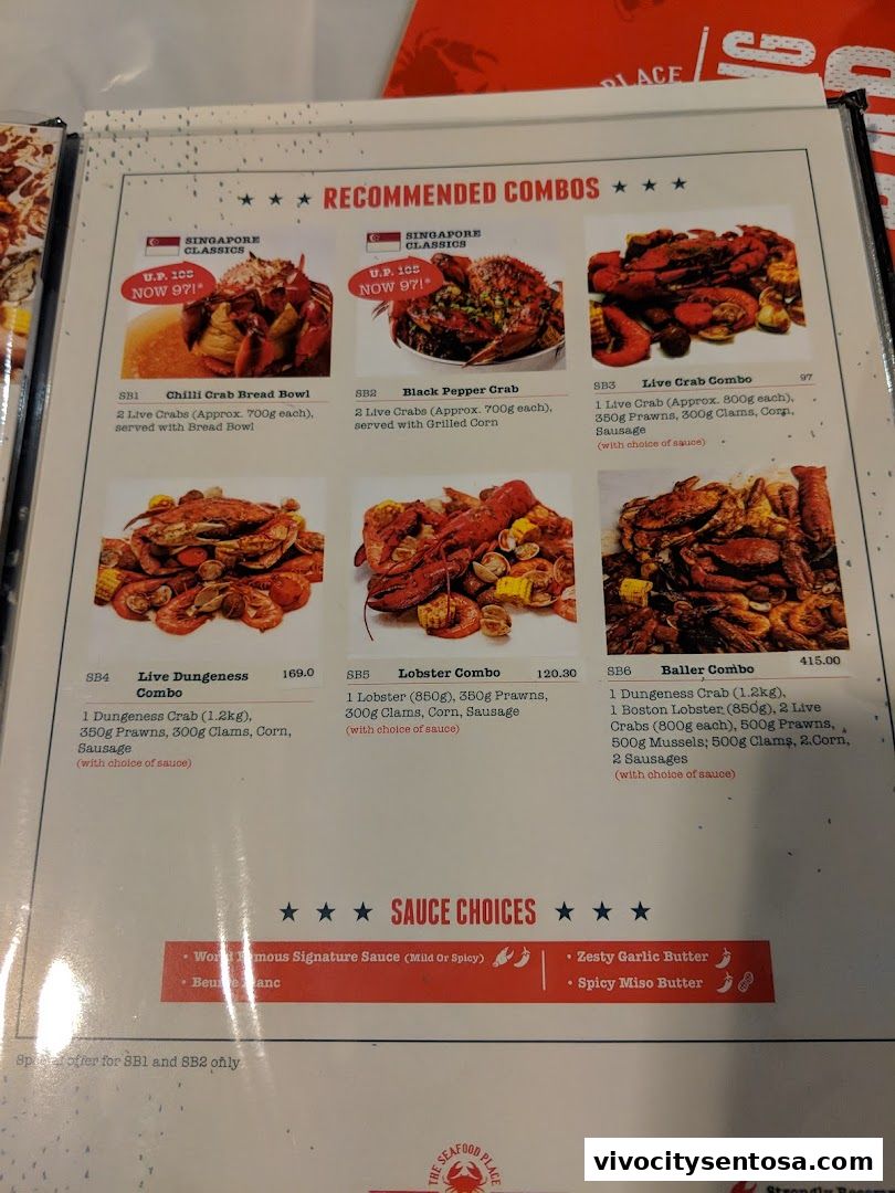 Menu page for Dancing Crab VivoCity