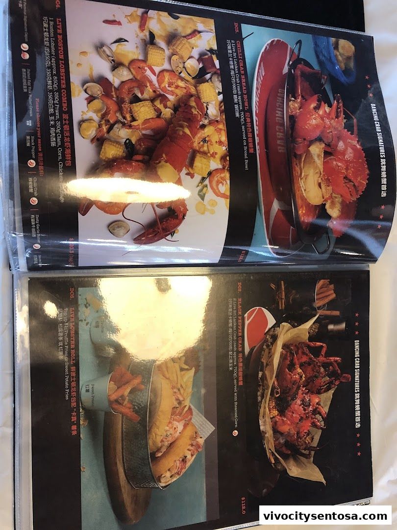 Menu page for Dancing Crab VivoCity