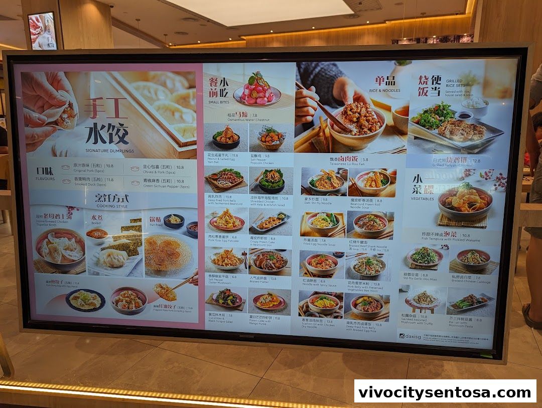 Menu page for DaXi - VivoCity