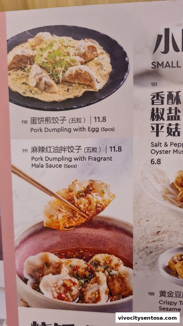 Menu page for DaXi - VivoCity