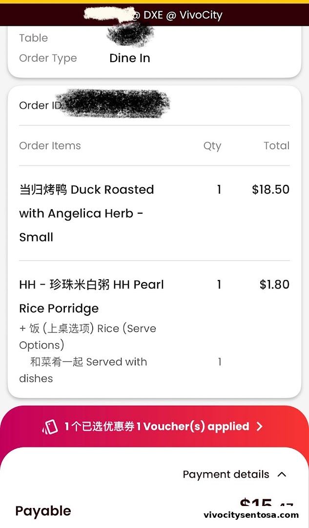 Menu page for Dian Xiao Er VivoCity
