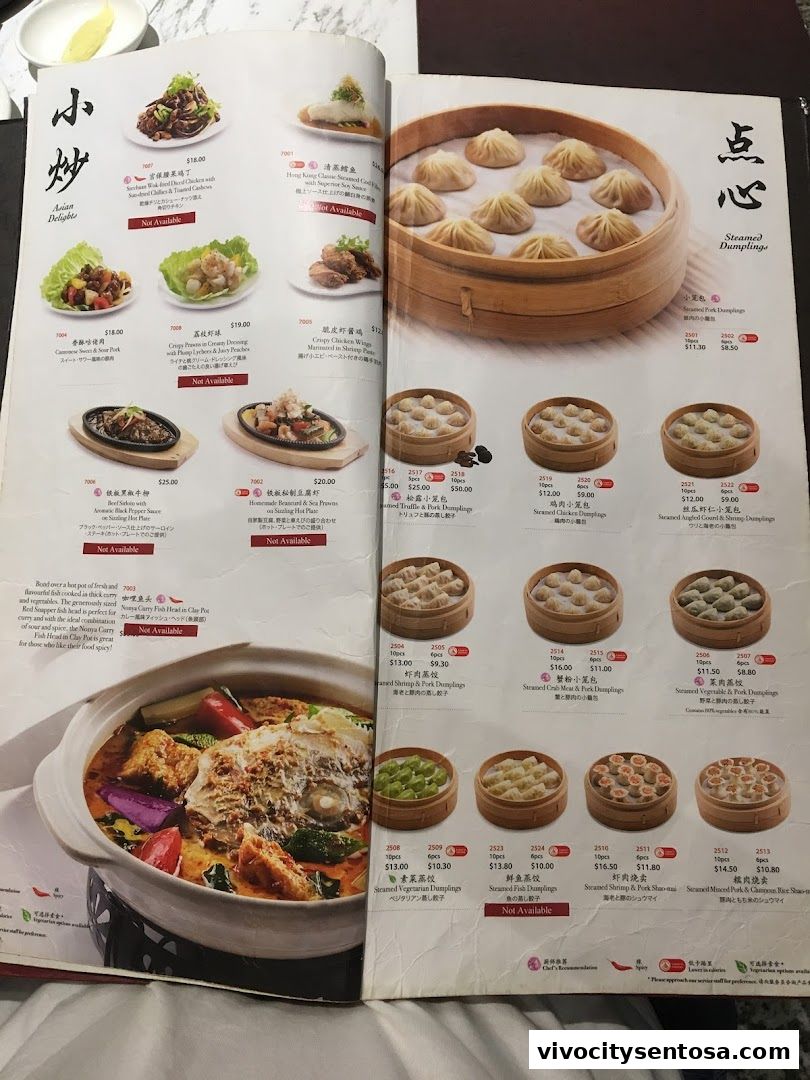 Menu page for Din Tai Fung  WEAVE, Resorts World Sentosa