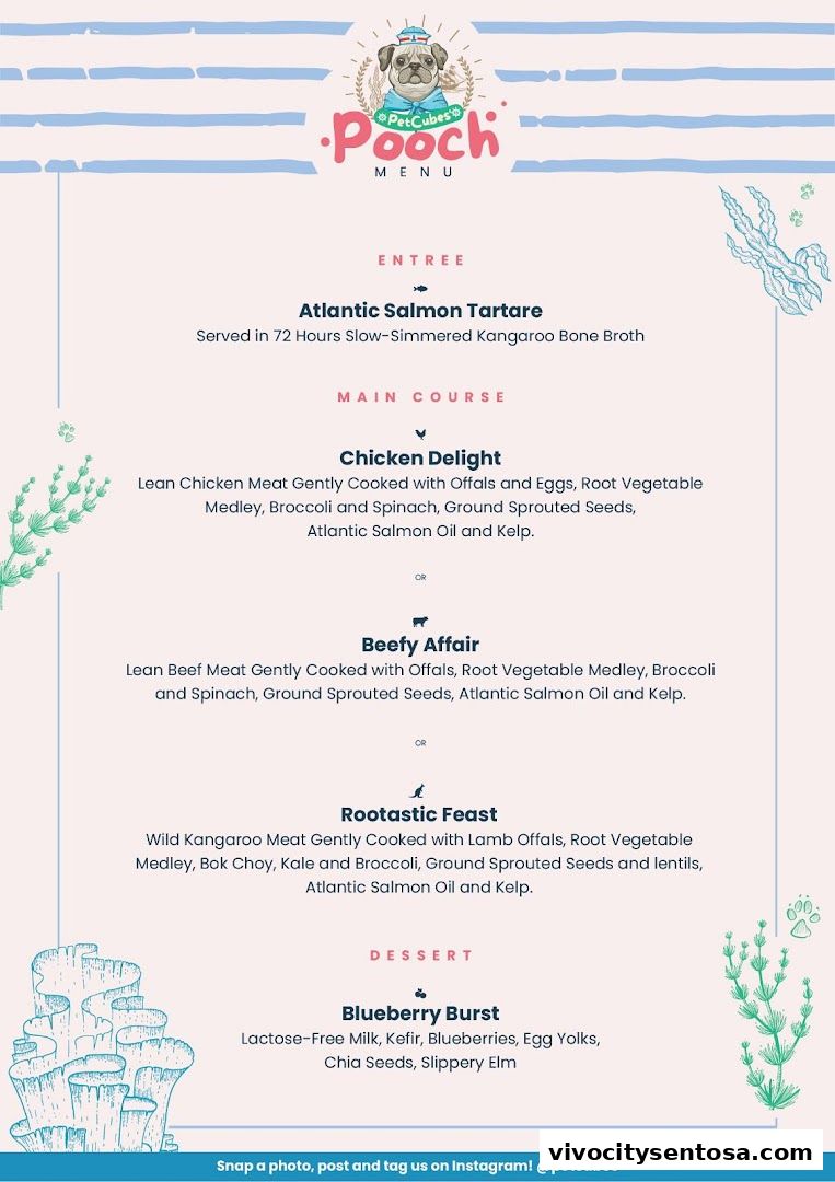 Menu page for Dog Cruise Singapore
