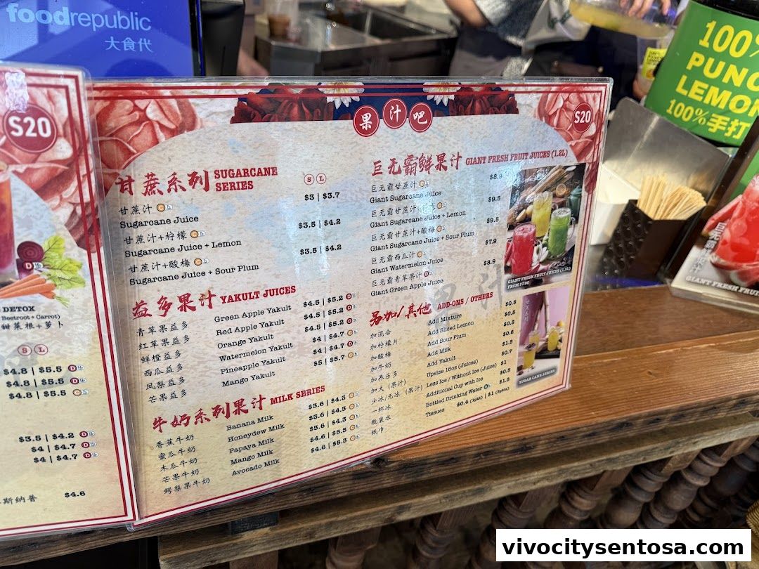 Menu page for Food Republic  VivoCity
