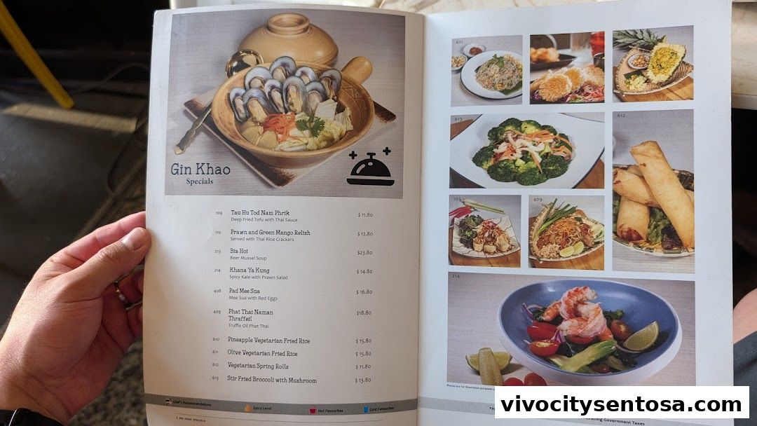 Menu page for Gin Khao Bistro