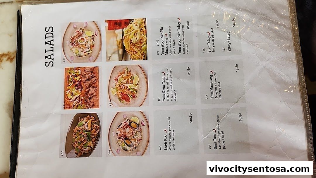 Menu page for Gin Khao Bistro