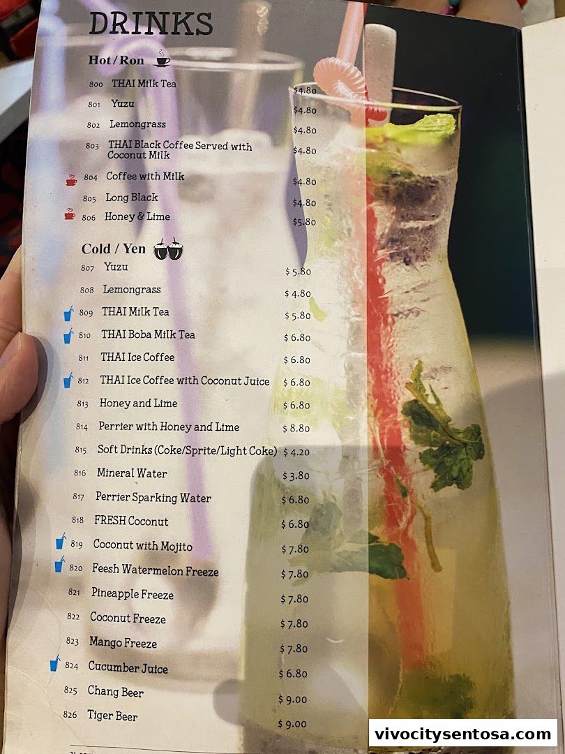 Menu page for Gin Khao Bistro