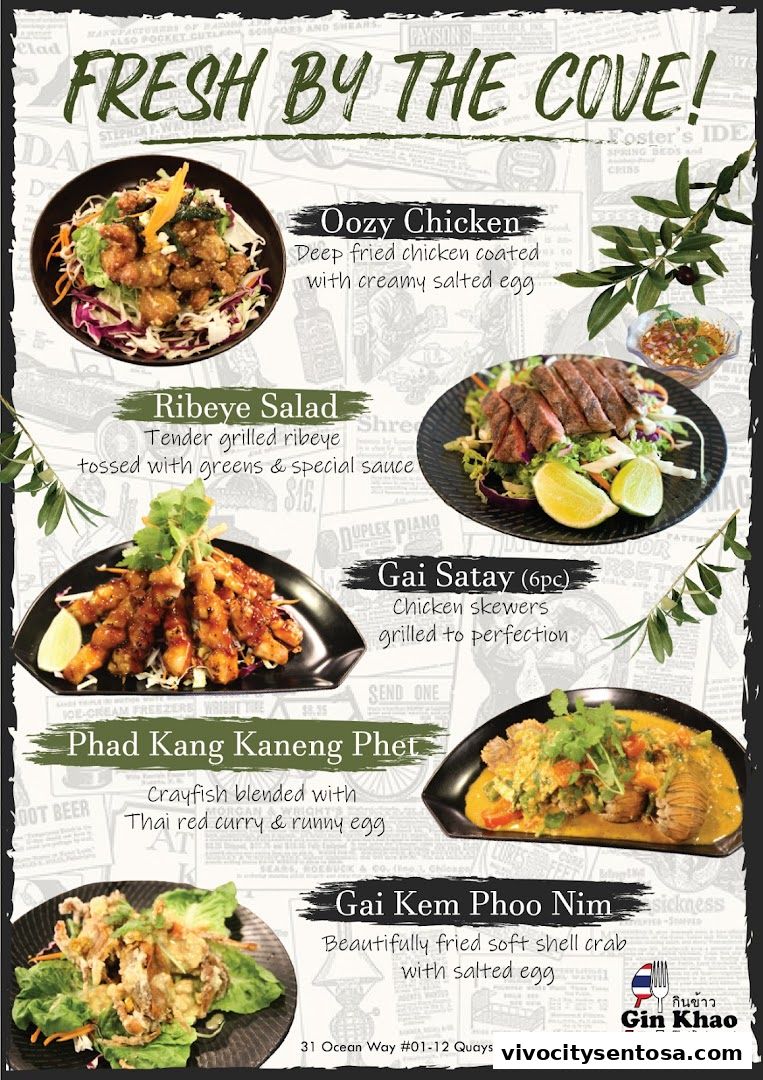 Menu page for Gin Khao Bistro