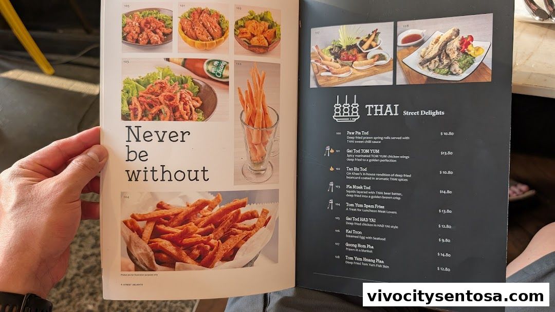 Menu page for Gin Khao Bistro