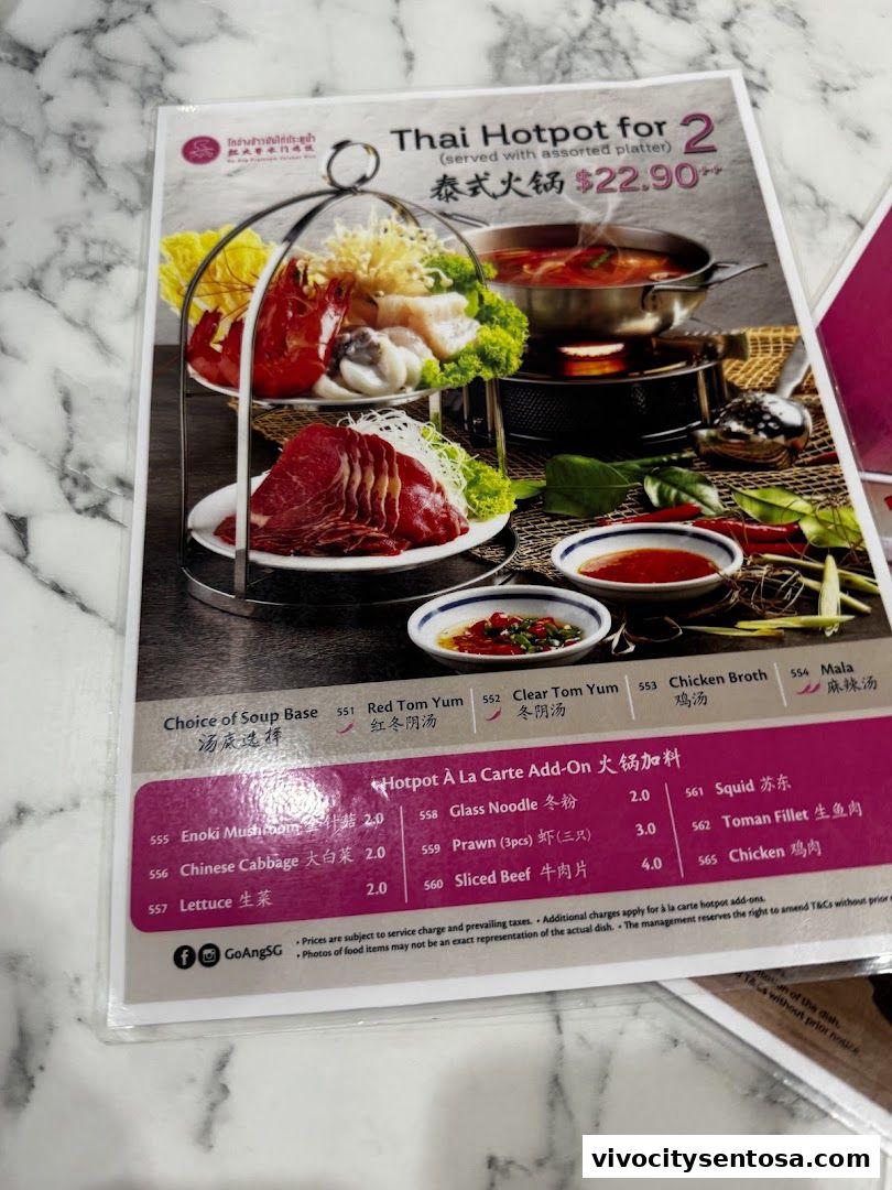 Menu page for Go-Ang Pratunam Chicken Rice VivoCity