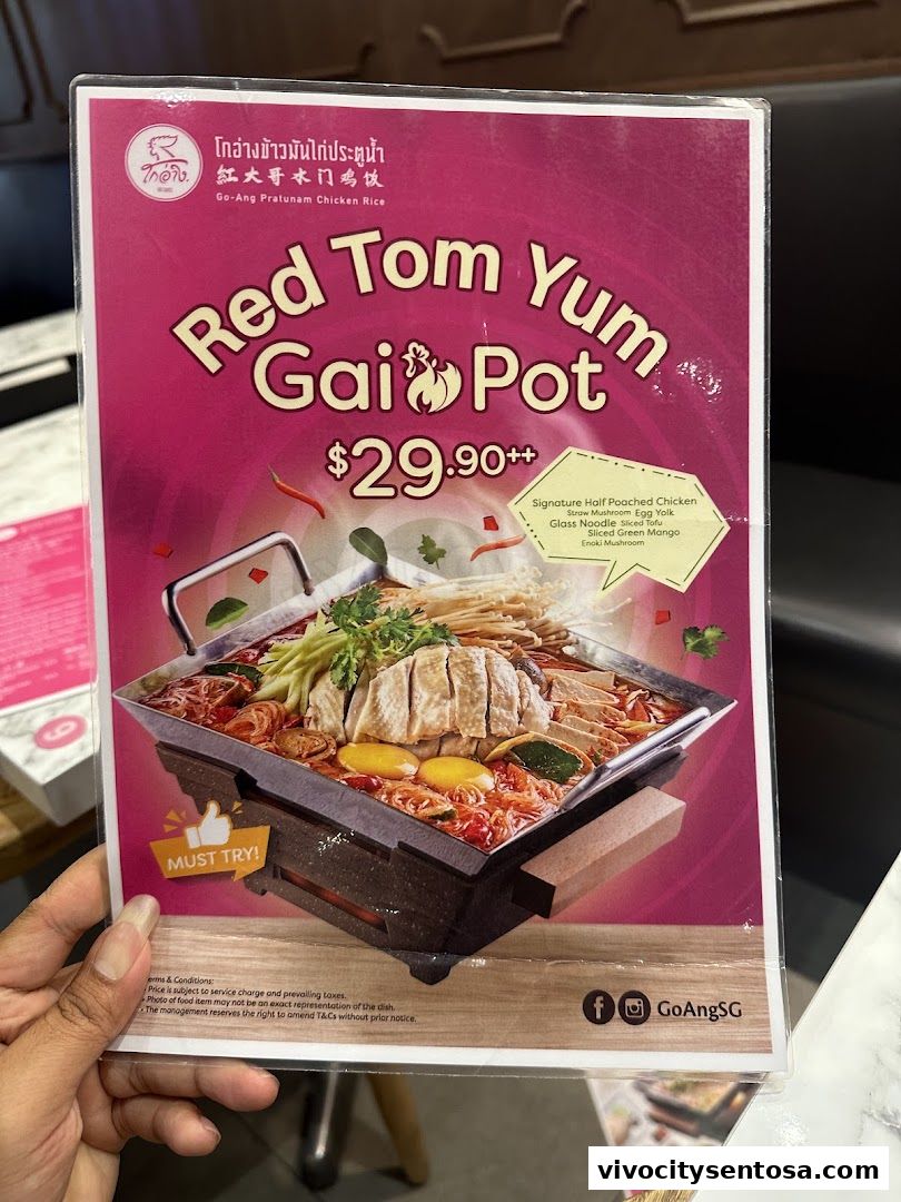 Menu page for Go-Ang Pratunam Chicken Rice VivoCity