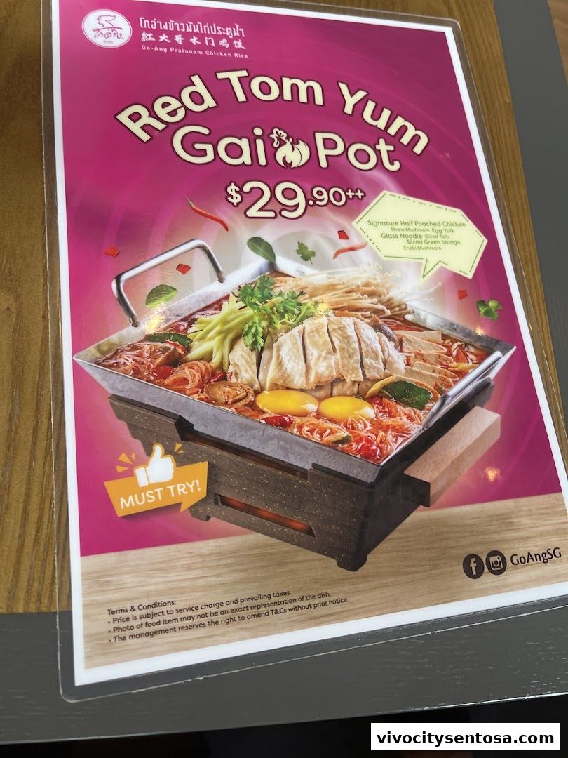 Menu page for Go-Ang Pratunam Chicken Rice VivoCity