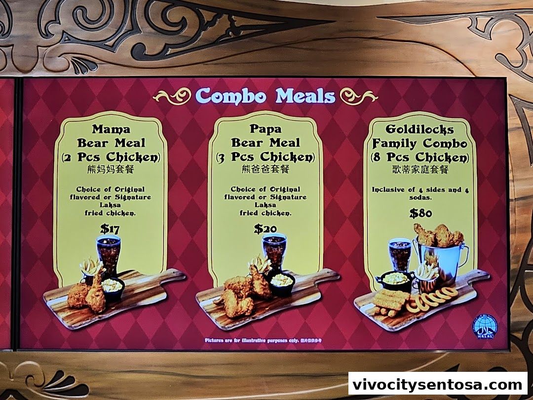 Menu page for Goldilocks Universal Studios
