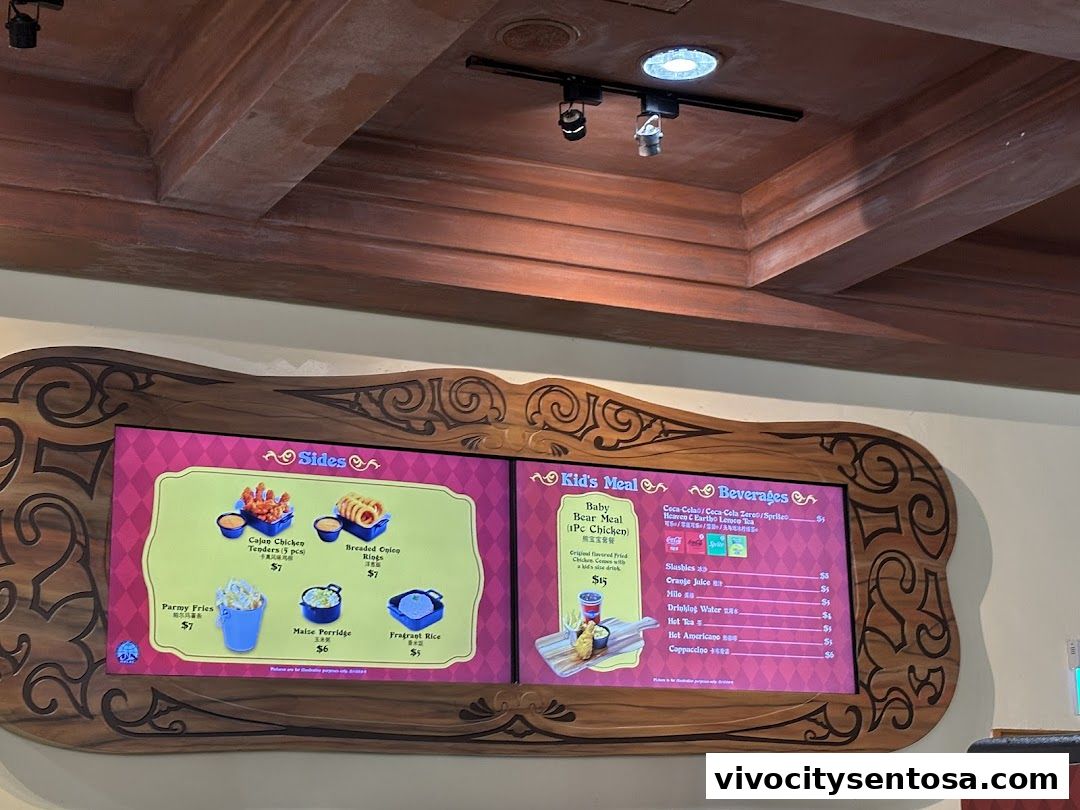 Menu page for Goldilocks Universal Studios