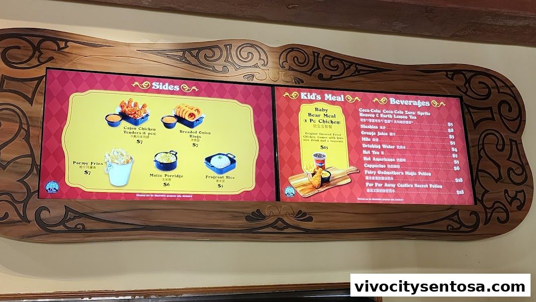 Menu page for Goldilocks Universal Studios