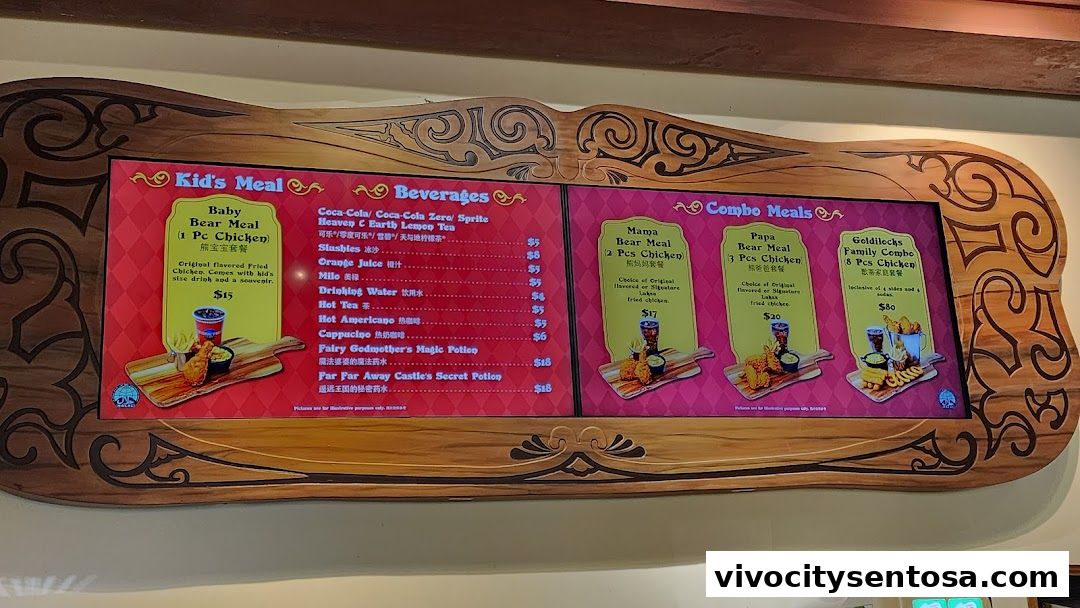 Menu page for Goldilocks Universal Studios