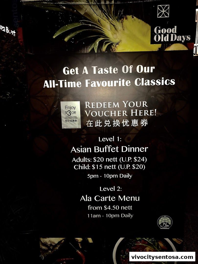 Menu page for Good Old Days